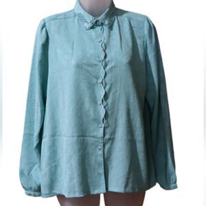Evanna High Fashion Tokyo Blue Vintage Button Up Blouse 11